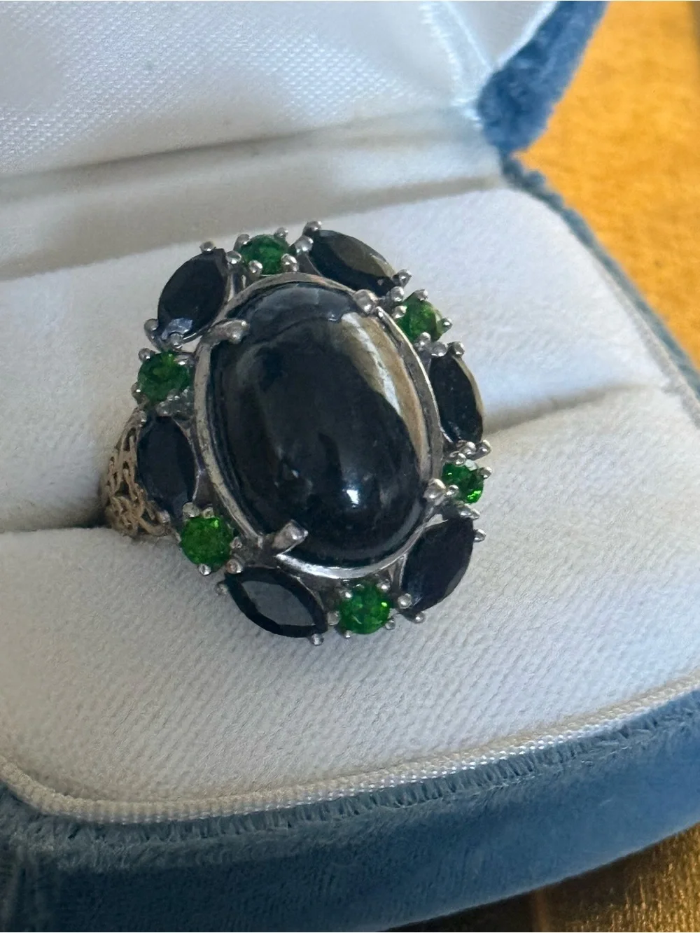 Sterling silver 925 Pardot Blackstar diopside ring